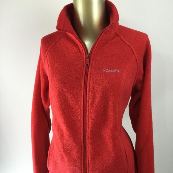 womens red columbia fleece jacket